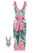 1950s V-Neck Flowers Lacing Swimsuit & Cover Up - vintage swimsuit, pin-up style