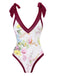 1950s V-Neck Flowers Lacing Swimsuit & Cover Up - vintage swimsuit, pin-up style