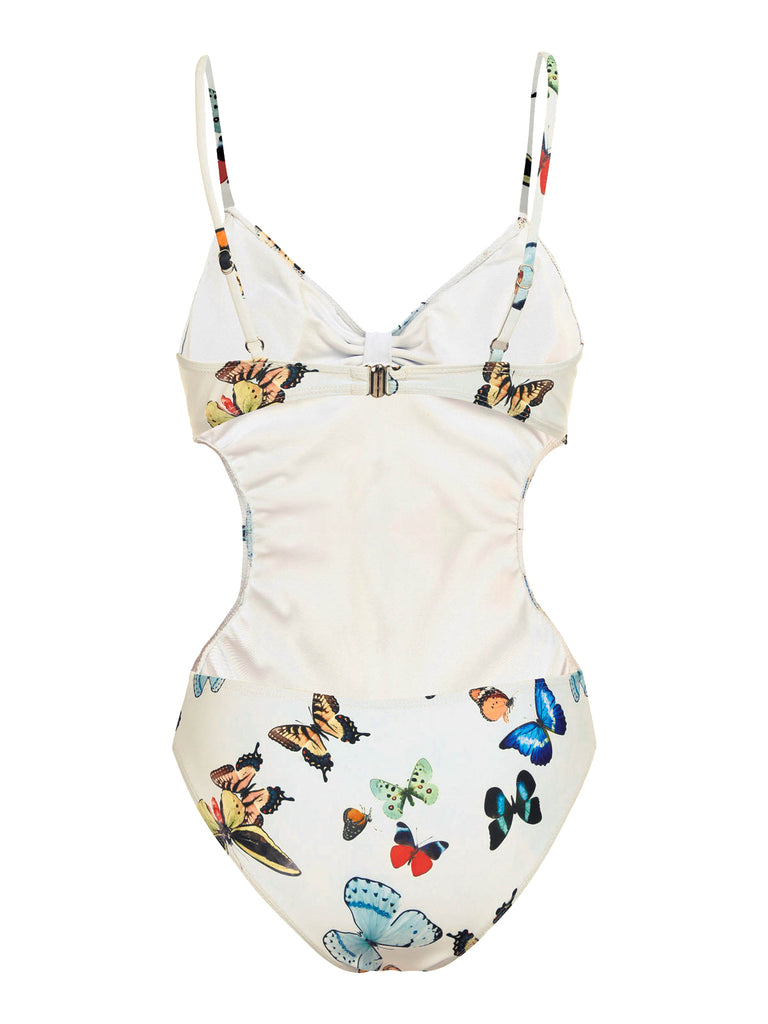 1960s Butterflies Strap One-piece Swimsuit & Cover-up Skirt, vintage skirt, retro style - perfect for women who love vintage and retro fashion