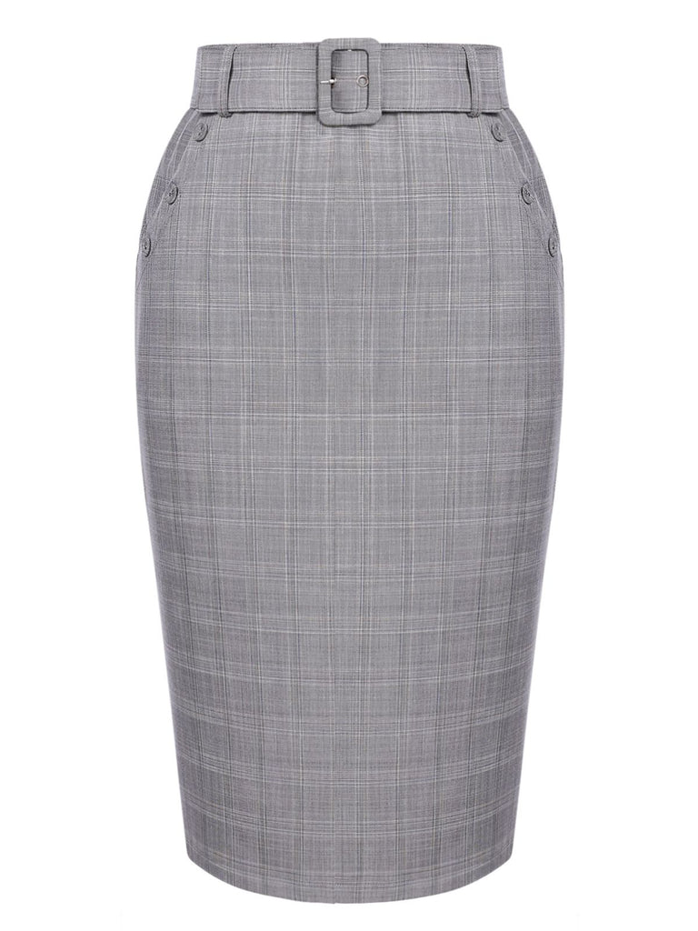 1960s Ivory Solid Blouse & Gray Retro Skirt: timeless style reimagined