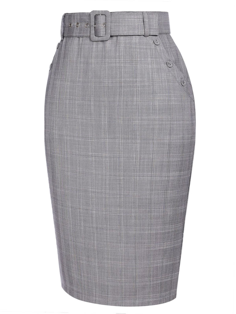 1960s Ivory Solid Blouse & Gray Retro Skirt — vintage elegance for the modern woman