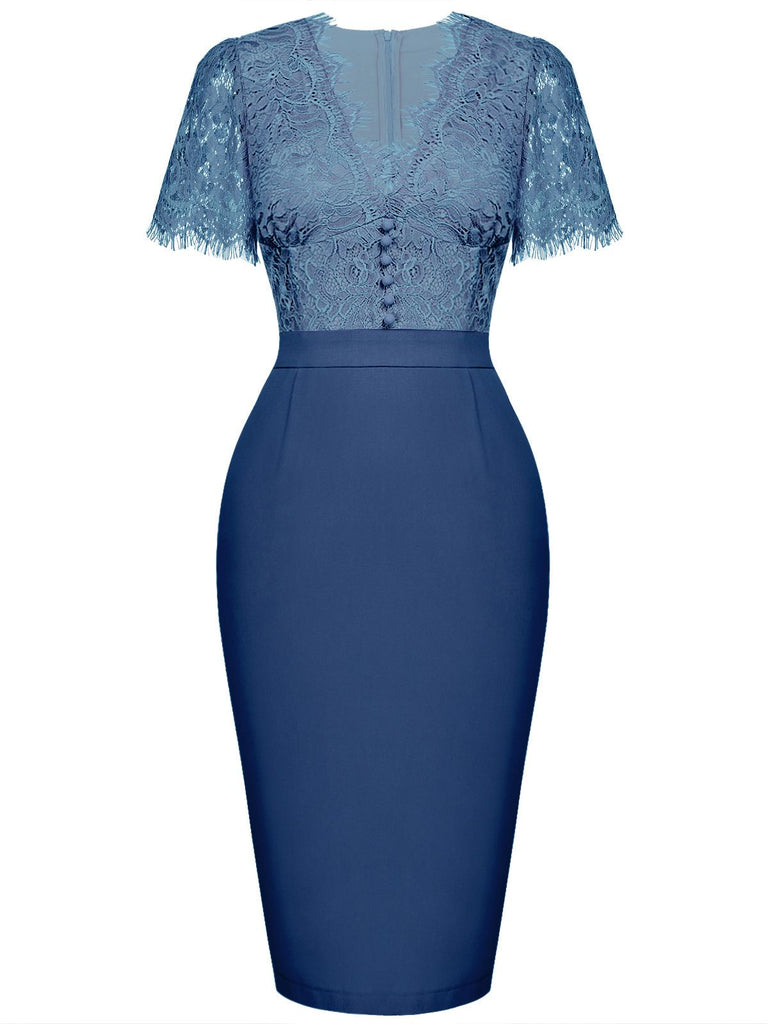 1960s Lace Button Solid Pencil Dress: timeless style reimagined