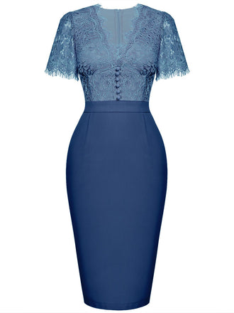 1960s Lace Button Solid Pencil Dress: timeless style reimagined