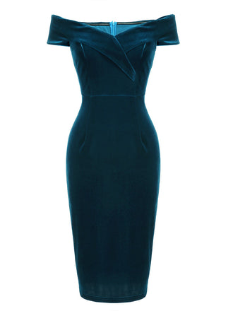 1960s Off Shoulder Velvet Bodycon Dress: timeless style reimagined
