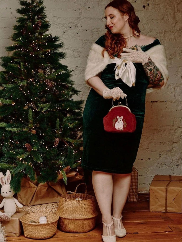 1960s Off Shoulder Velvet Bodycon Dress — vintage elegance for the modern woman