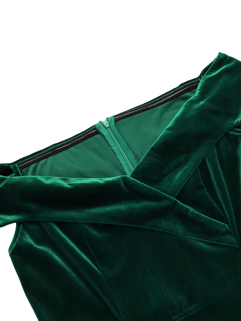 1960s Off Shoulder Velvet Bodycon Dress — vintage elegance for the modern woman