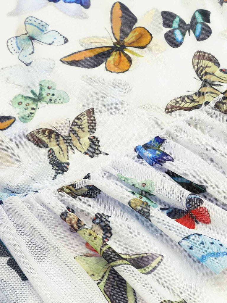 1960s Butterflies Strap One-piece Swimsuit & Cover-up Skirt - vintage skirt, retro style