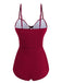 Wine Red 1960s Solid Spaghetti Strap One-piece Swimsuit - vintage swimsuit, pin-up style, elegant red
