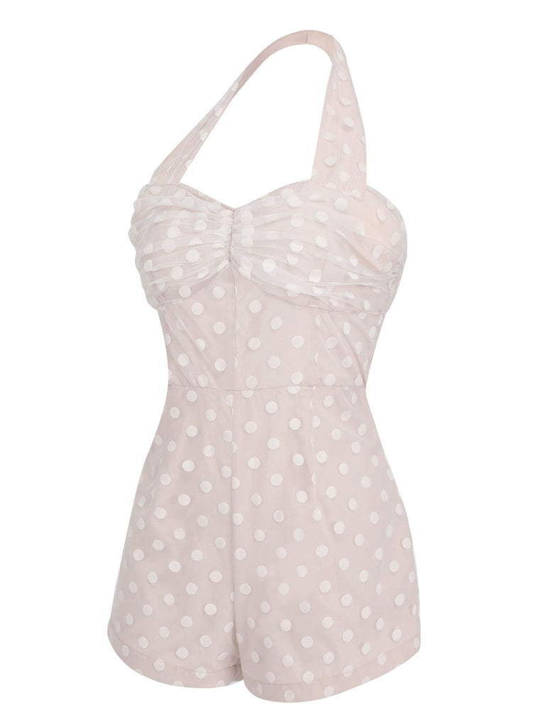 Light Pink 1950s Halter Romper & Polka Dots Skirt