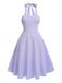 1950s Purple Halter Swing Vintage Dress