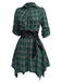 1950s 3/4 Sleeve Plaid Belt Dress