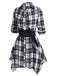 1950s 3/4 Sleeve Plaid Belt Dress