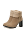 Retro Plus Velvet Chunky Heel Short Boots