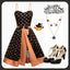 Black 1950s Pumpkins Romper & Skirt