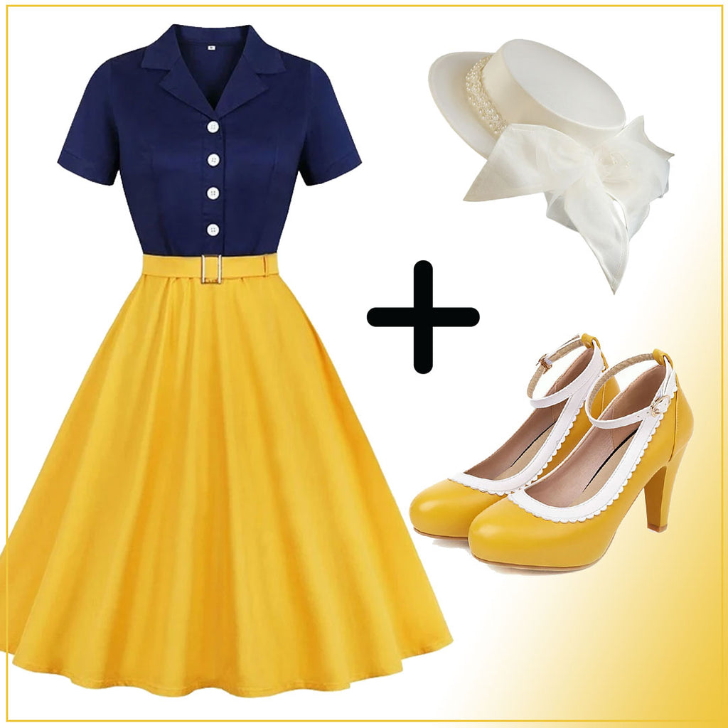 Snow White Style Button 1950s Dress