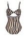 Brown Zebra Print Cutout One-Piece Swimsuit