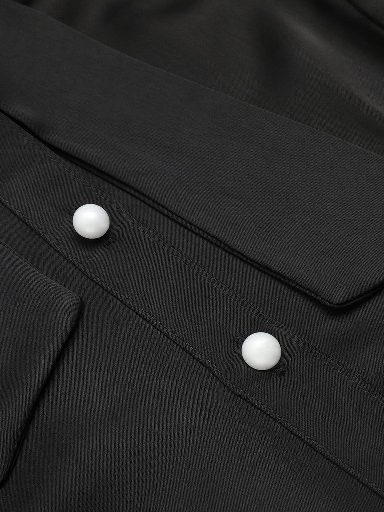 2PCS 1950s Black Solid Blouse & Suspender Skirt — vintage elegance for the modern woman