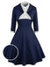 2PCS Navy 1950s Polka Dot Swing Dress, classic 1950s style elegant retro fashion - Image 2