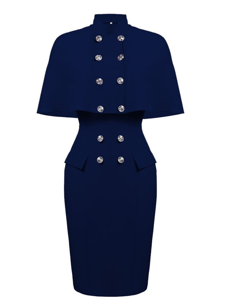 2PCS 1960s Button Work Pencil Dress: timeless style reimagined