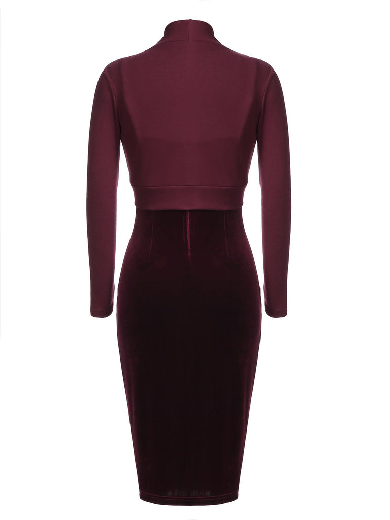 2PCS 1960s Velvet Bodycon Dress — vintage elegance for the modern woman