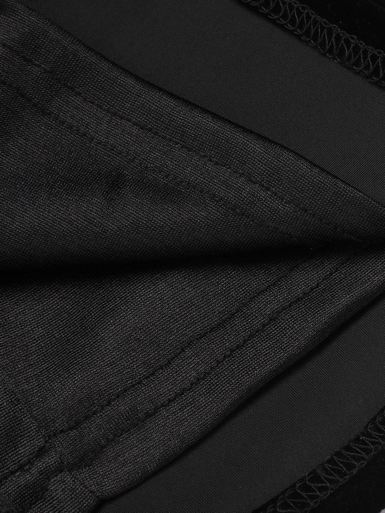 2PCS Black 1960s Solid Dress & Plush Cape: timeless style reimagined