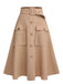 2PCS Leopard Lapel Romper & Khaki Skirt — vintage elegance for the modern woman