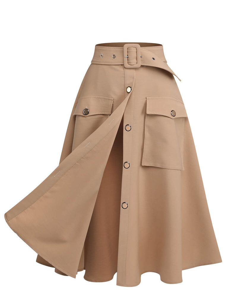 2PCS Leopard Lapel Romper & Khaki Skirt: timeless style reimagined
