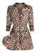2PCS Leopard Lapel Romper & Khaki Skirt: timeless style reimagined