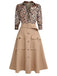 2PCS Leopard Lapel Romper & Khaki Skirt: timeless style reimagined