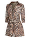 2PCS Leopard Lapel Romper & Khaki Skirt: timeless style reimagined