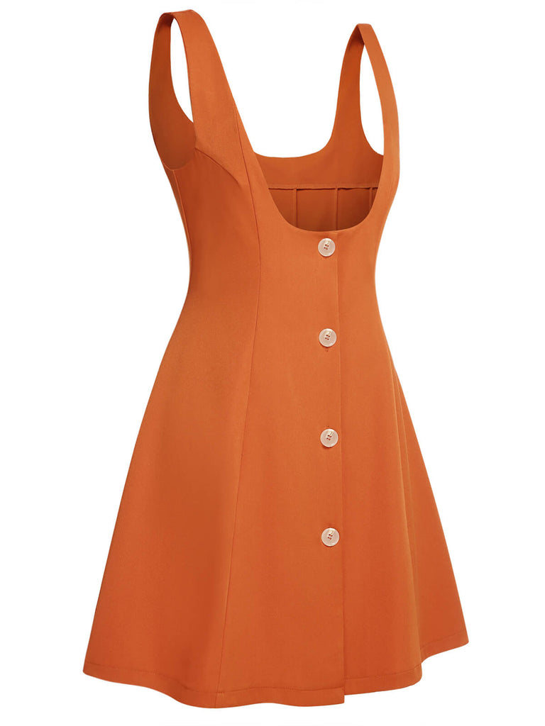 2PCS Orange 1960s Floral Shirt & Skirt: timeless style reimagined