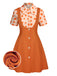 2PCS Orange 1960s Floral Shirt & Skirt, vintage skirt, retro style - perfect for women who love vintage and retro fashion