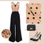 Black 1930s Polka Dot Patchwork Belt Jumpsuit