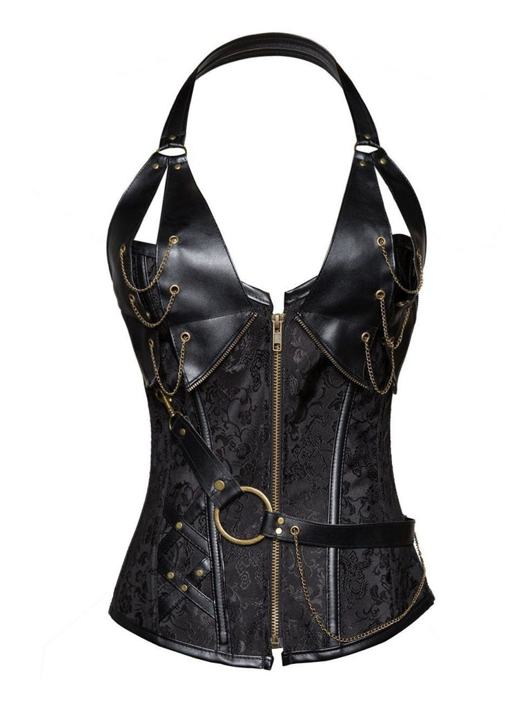 Steampunk Halter Leather Gothic Corset