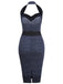 Navy 1960s Halter Dot Bodycon Dress