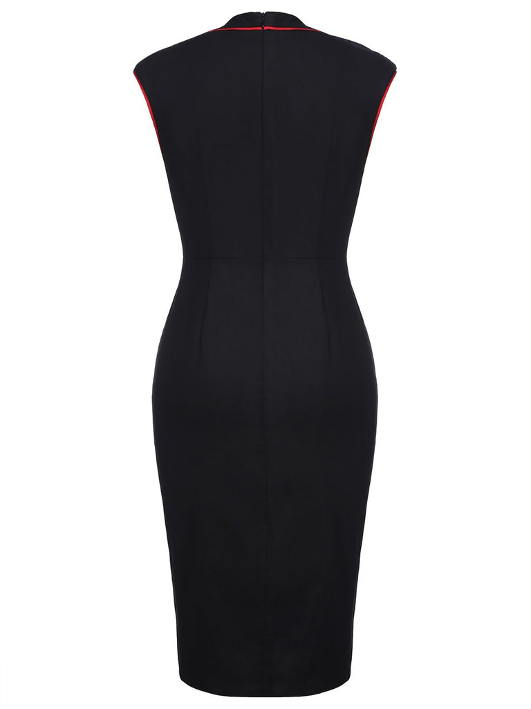 Black 1960s Patchwork Bodycon Dress