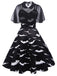 Black 1950s Bat Cape Swing Dress