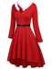 Red 1950s Furry Solid Swing Dress