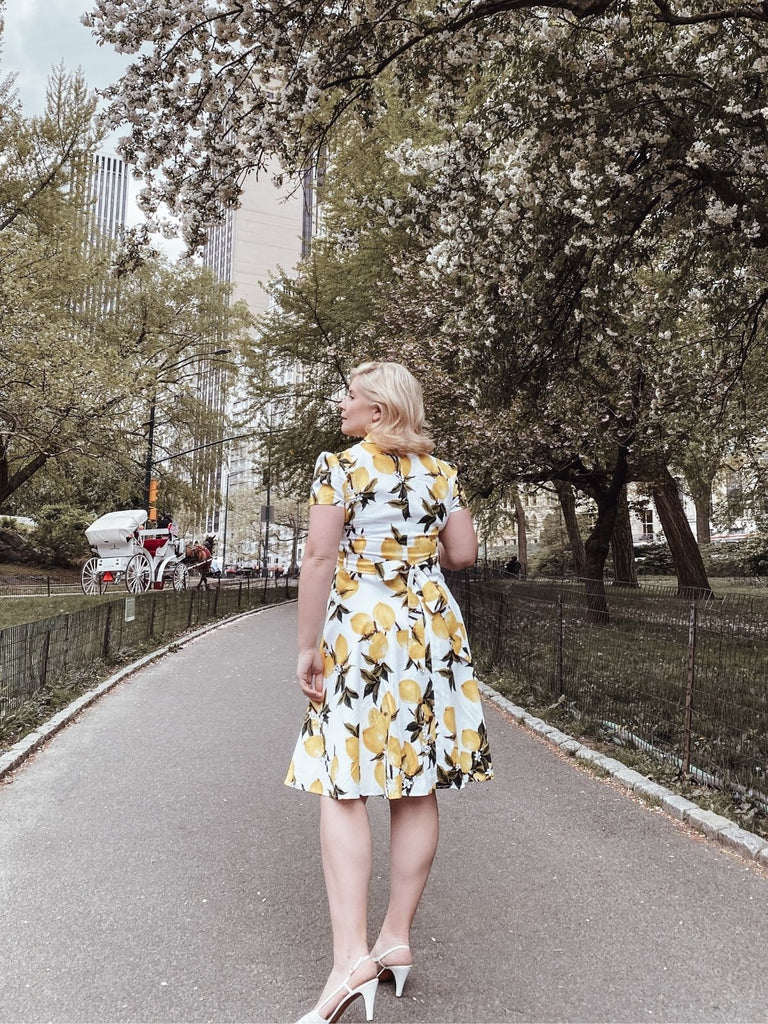 Yellow 1950s Lemon Bow Swing Dress