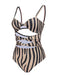 Brown Zebra Print Cutout One-Piece Swimsuit