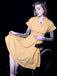 Yellow 1950s Solid Buttoned Swing Dress