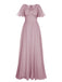 1950s Chiffon V-Neck Solid Vintage Dress