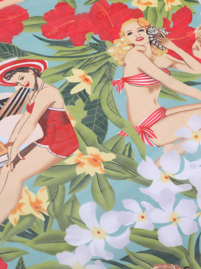 3PCS 1960s Red Retro Lady Bikini Set, vintage swimsuit, pin-up swimwear - perfect for women who love vintage and retro fashion