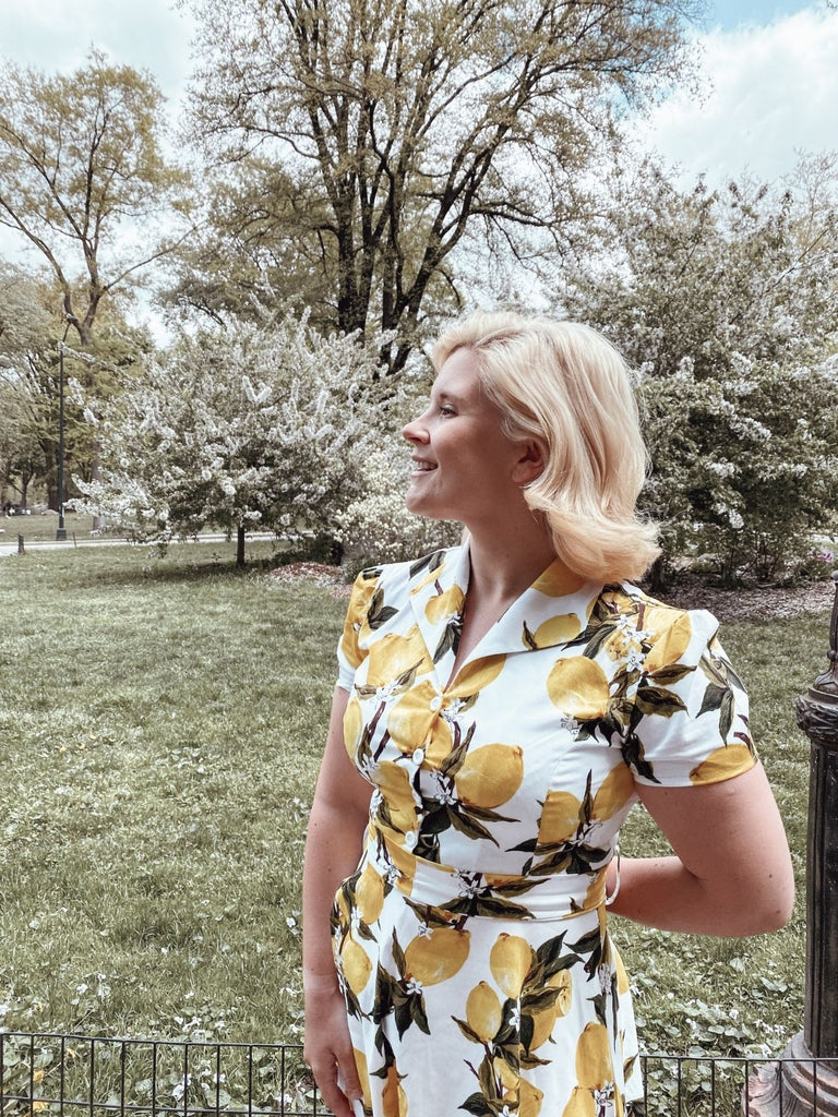 Yellow 1950s Lemon Bow Swing Dress