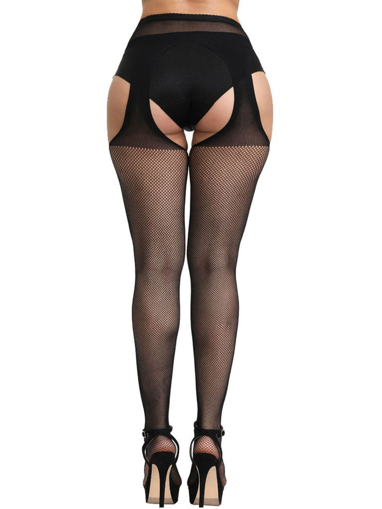 Black Lace Hollow Stockings