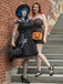 Black 1950s Pumpkins Romper & Skirt