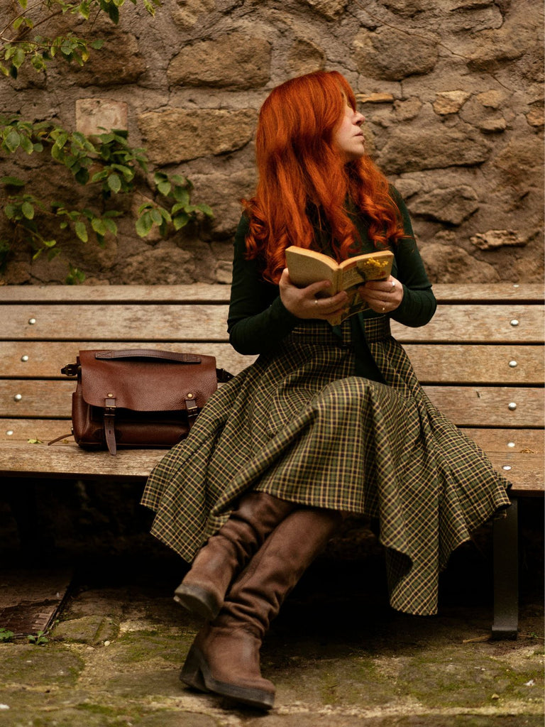 Dark Green 1950s Plaid Knitting Dress