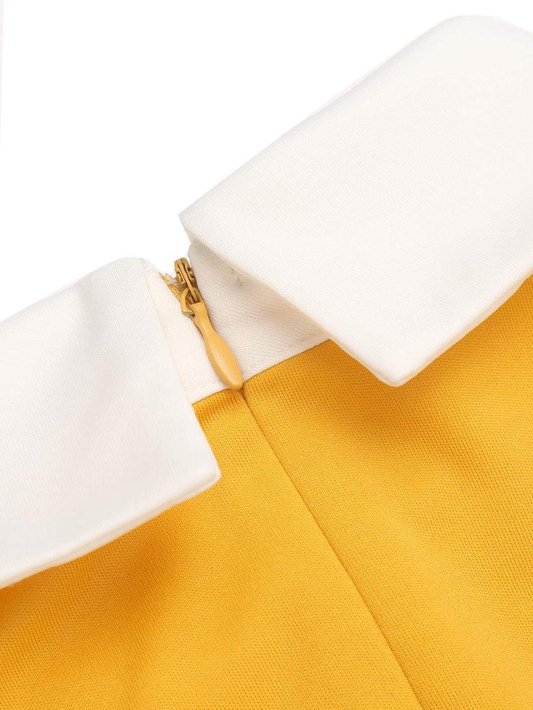 Yellow 1950s Solid Swing Dress