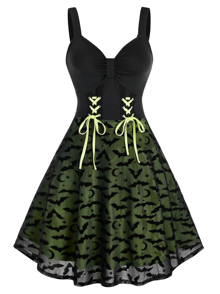 Yellow 1950s Strap Bat Swing Dress