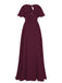 1950s Chiffon V-Neck Solid Vintage Dress